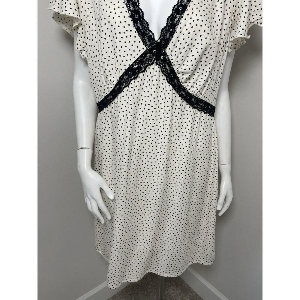 Old Navy Polka Dots Babydoll Mini Dress Lace Trim L Romantic Y2K Dainty Cottage - Picture 6 of 12